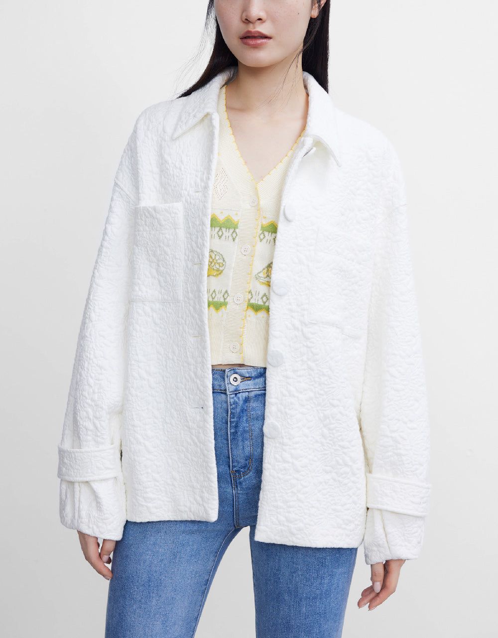 Textured Drop Shoulder Patched Pocket Jacket sold by Urban Revivo product image thumbnail 2