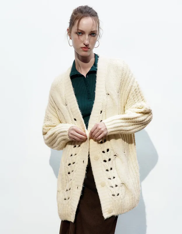V-Neck Knitted Cardigan sold by Urban Revivo