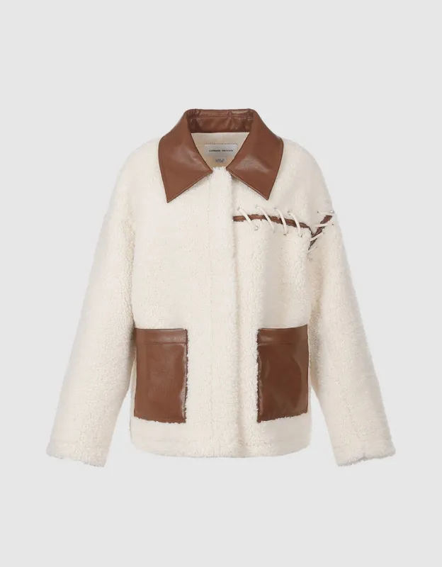 Colorblock Teddy Jacket sold by Urban Revivo