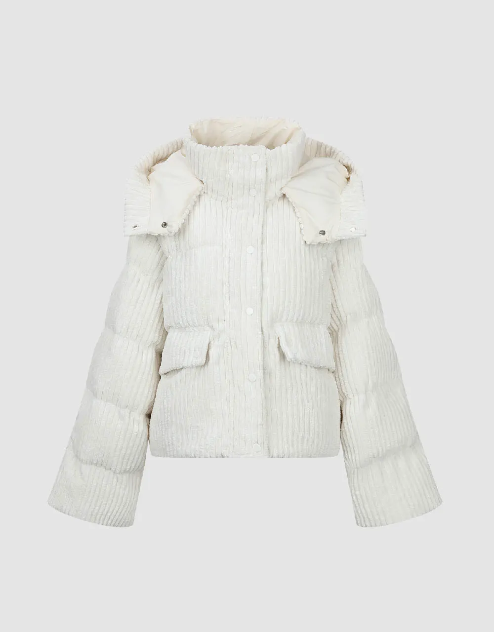 Textured Stand Collar Hooded Padded Coat sold by Urban Revivo product image thumbnail 2