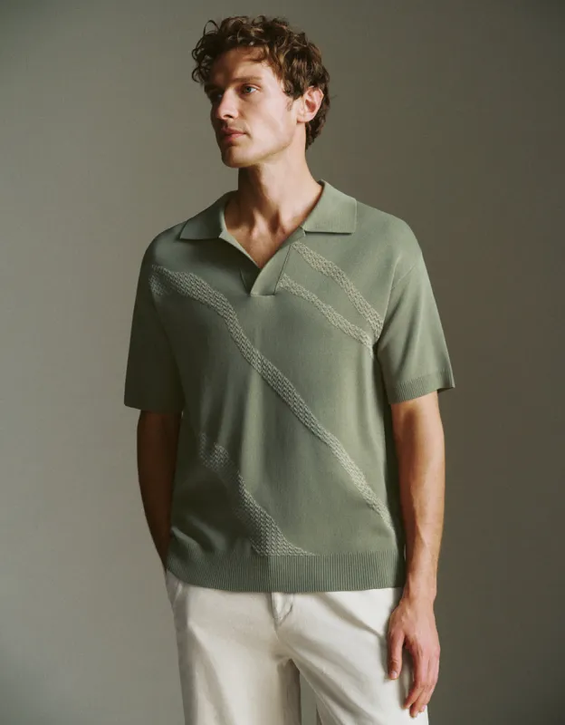 Lapel Knitted T-Shirt sold by Urban Revivo