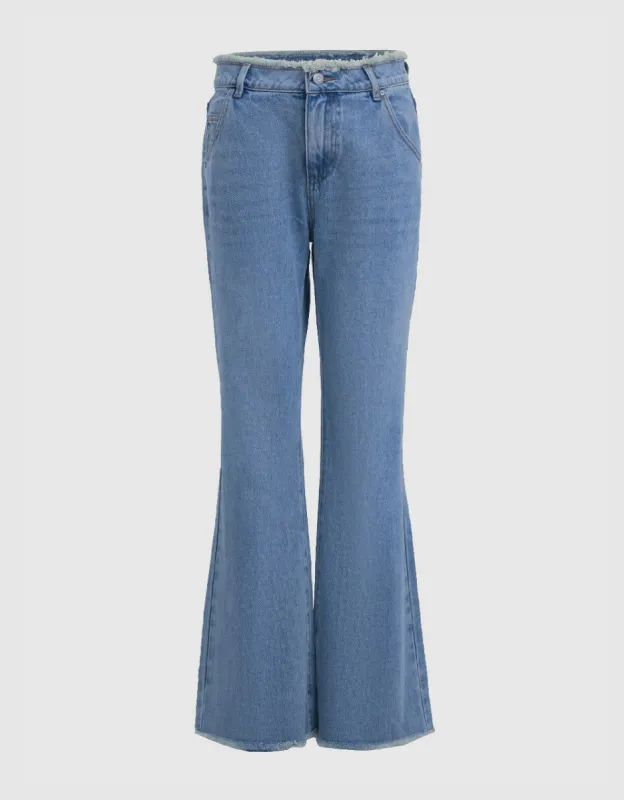 Raw Hem Flare Jeans sold by Urban Revivo