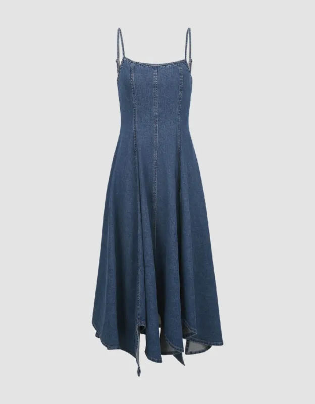 Off-Shoulder Denim Cami A-Line Dress sold by Urban Revivo