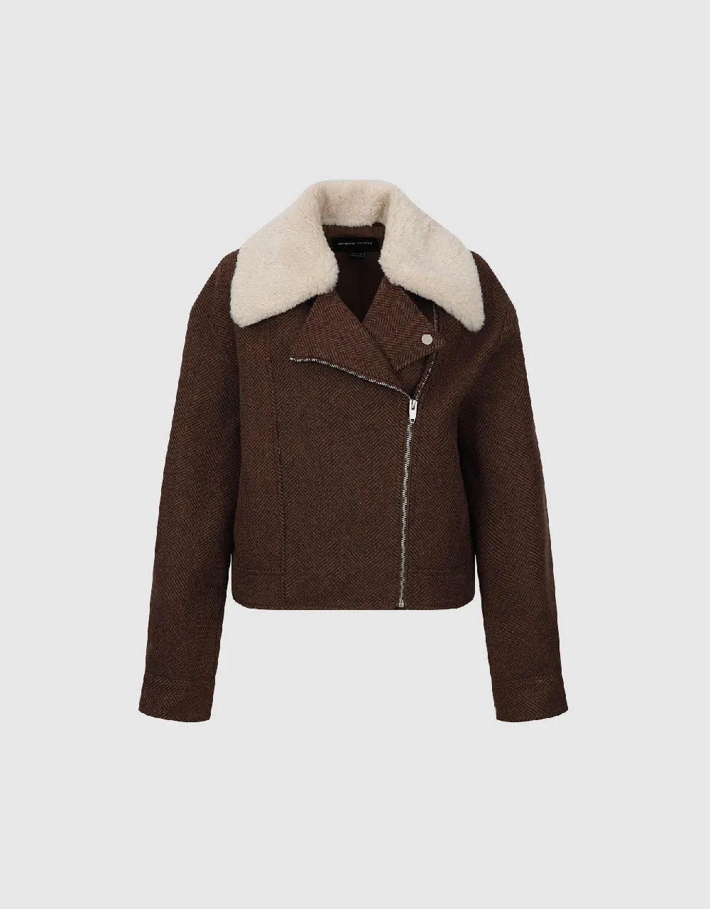 Zipper Side Woolen Jacket With Furry Collar sold by Urban Revivo product image thumbnail 5