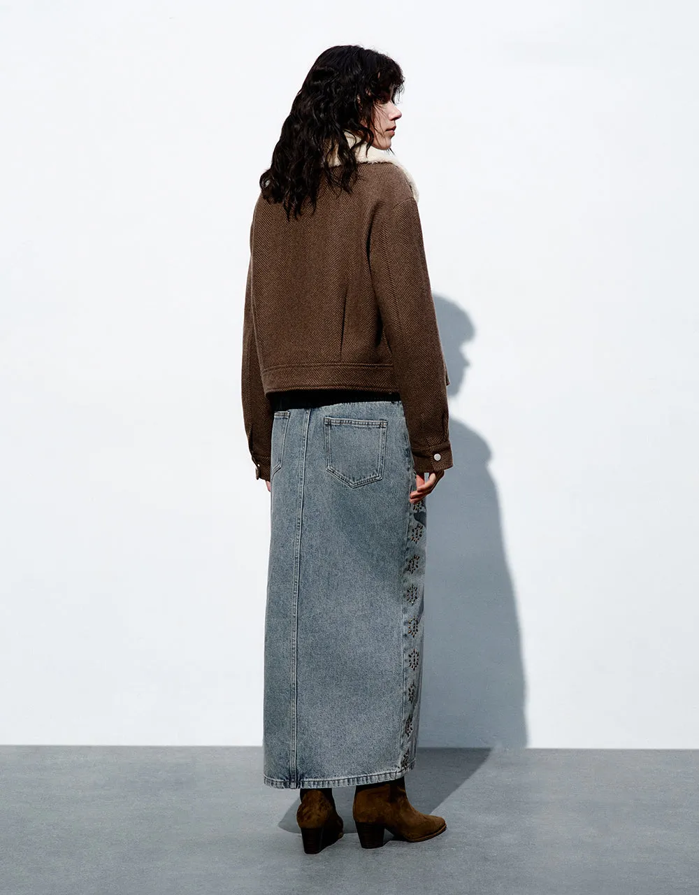 Zipper Side Woolen Jacket With Furry Collar sold by Urban Revivo product image thumbnail 3