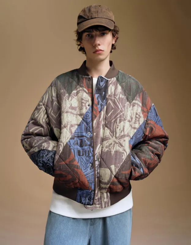 Printed Straight Padded Coat sold by Urban Revivo