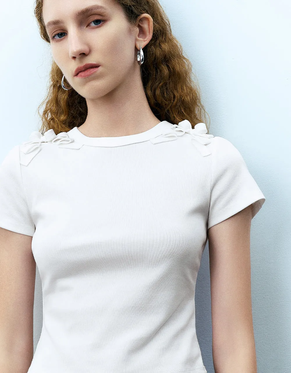 Bow Décor Skinny T-Shirt sold by Urban Revivo product image thumbnail 4