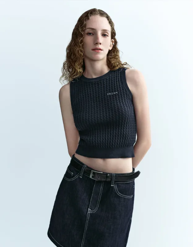 Crew Neck Skinny Knitted Tank Top sold by Urban Revivo