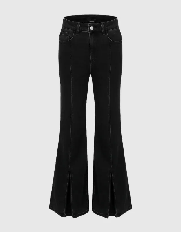 Split Hem Flare Jeans sold by Urban Revivo