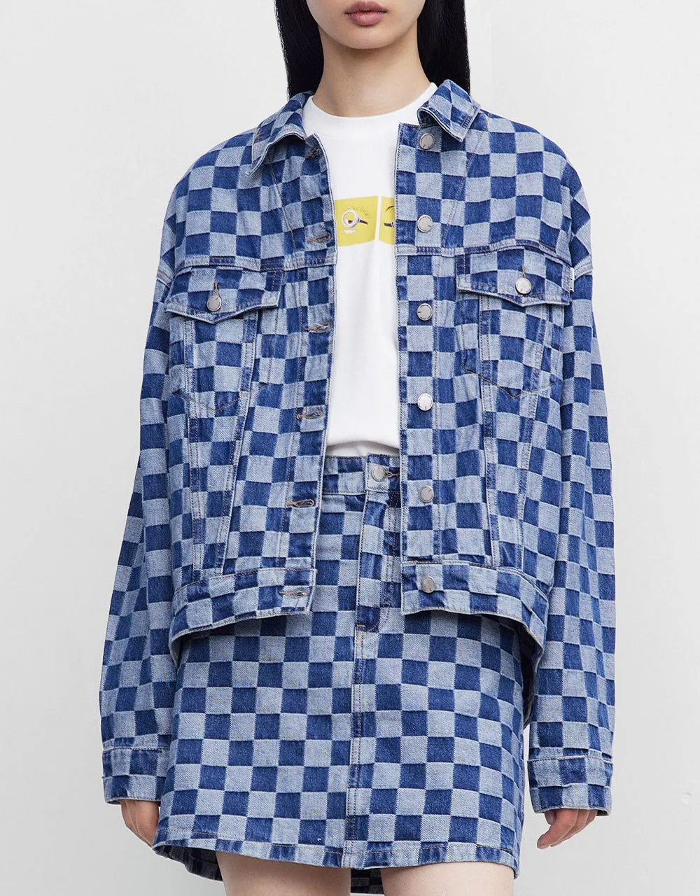 Checkered Denim Jacket sold by Urban Revivo product image thumbnail 2