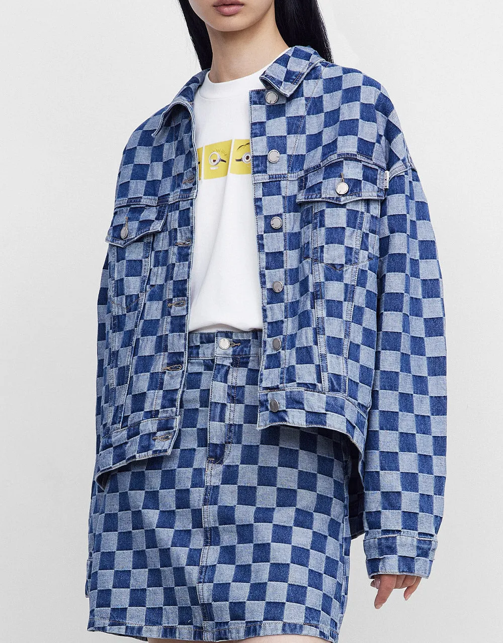 Checkered Denim Jacket sold by Urban Revivo product image thumbnail 5
