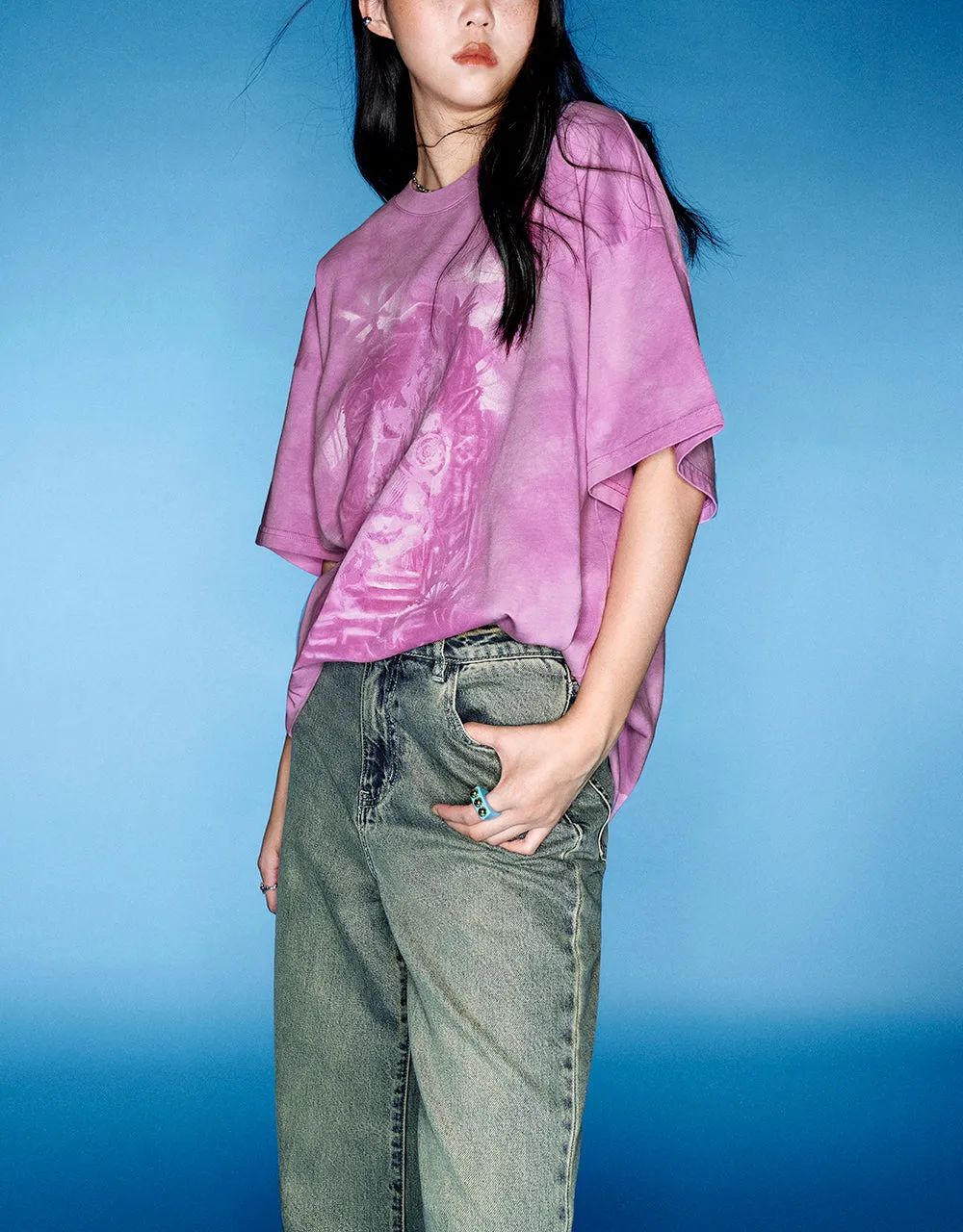 Printed Crew Neck Loose T-Shirt sold by Urban Revivo product image thumbnail 3