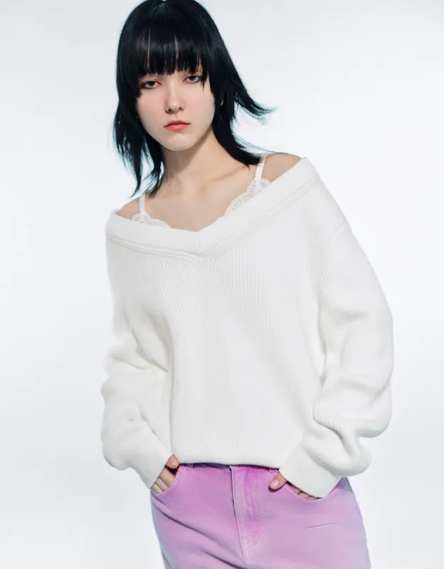 2 In 1 V-Neck Knitted T-Shirt sold by Urban Revivo
