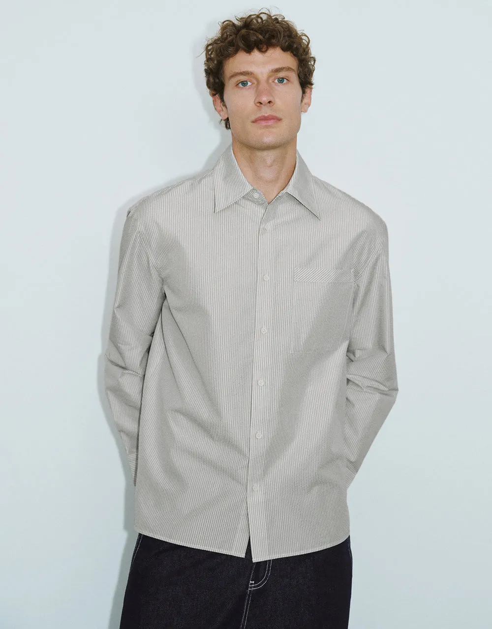 Textured Button Up Loose Shirt sold by Urban Revivo