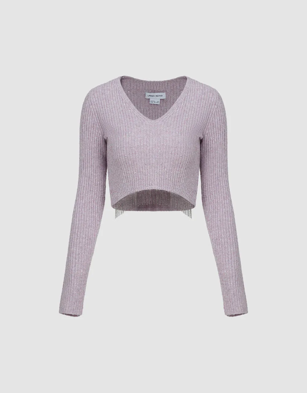 Rhinestone Decor V-Neck Knitted T-Shirt sold by Urban Revivo product image thumbnail 2