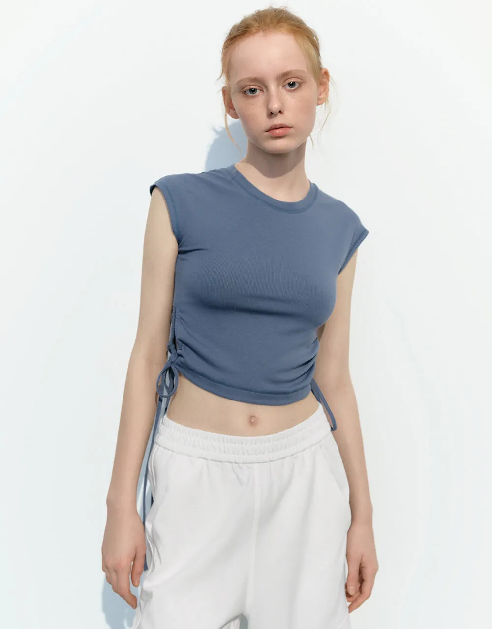 Sleeveless Crew Neck Skinny T-Shirt sold by Urban Revivo