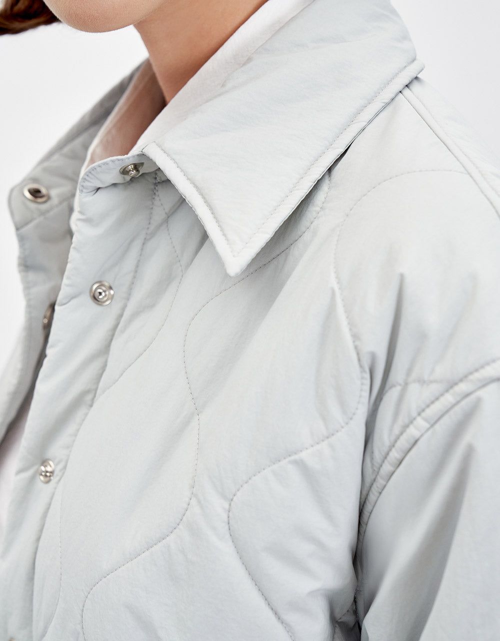 Quilted Drop Shoulder Button Up Lightweight Winter Coat sold by Urban Revivo product image thumbnail 4