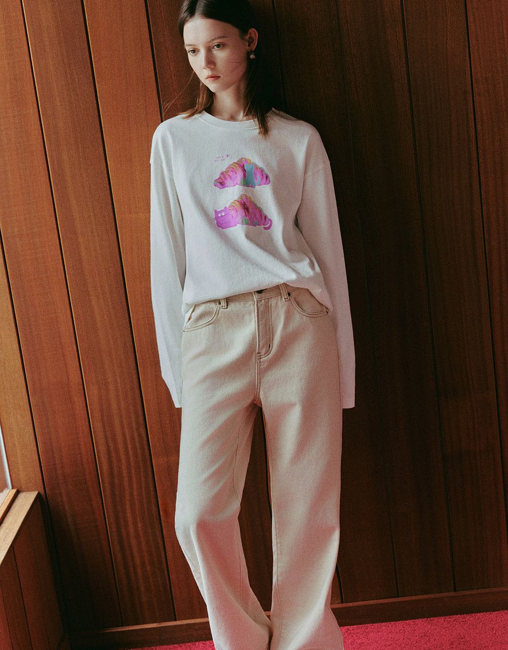 Kitty Printed Crew Neck Loose T-Shirt sold by Urban Revivo product image thumbnail 3