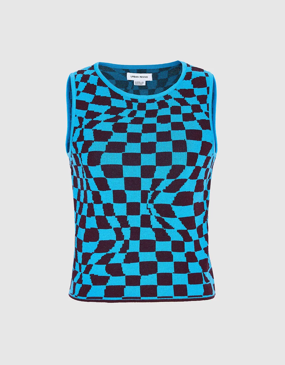 Wavy Checkered Knitted Vest sold by Urban Revivo