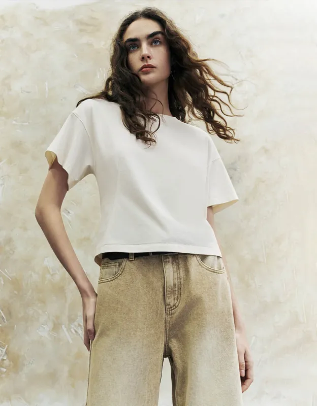 Crew Neck Knitted T-Shirt sold by Urban Revivo