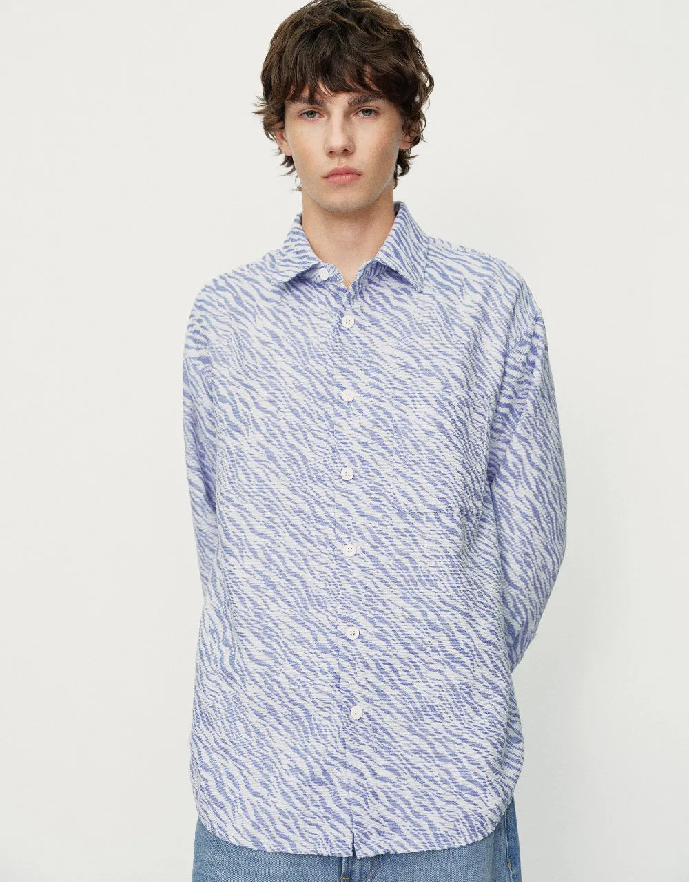 Printed Button Up Oversized Jacket sold by Urban Revivo
