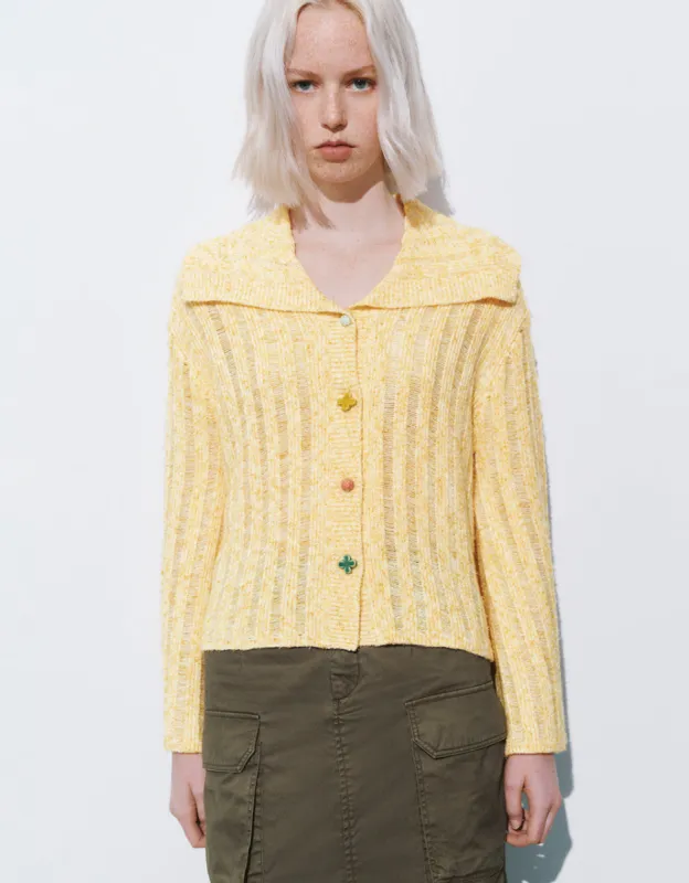 Colorful Buttons Straight Knitted Cardigan sold by Urban Revivo