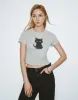 Cat Printed Crew Neck Skinny T-Shirt sold by Urban Revivo