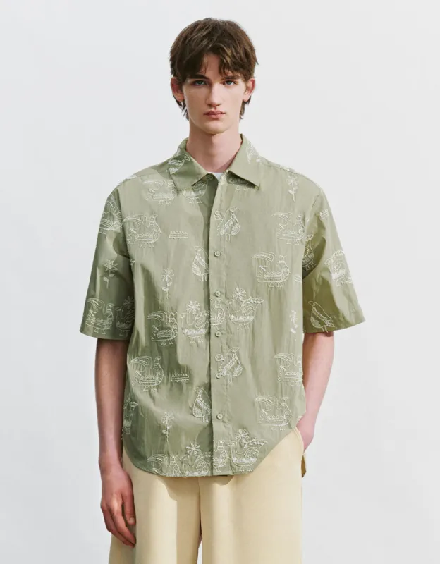 Printed Loose Straight Shirt sold by Urban Revivo