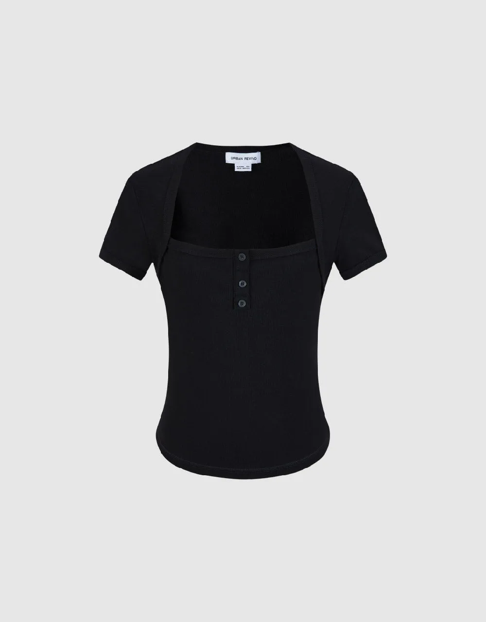 Square-cut Collar Skinny T-Shirt sold by Urban Revivo product image thumbnail 2
