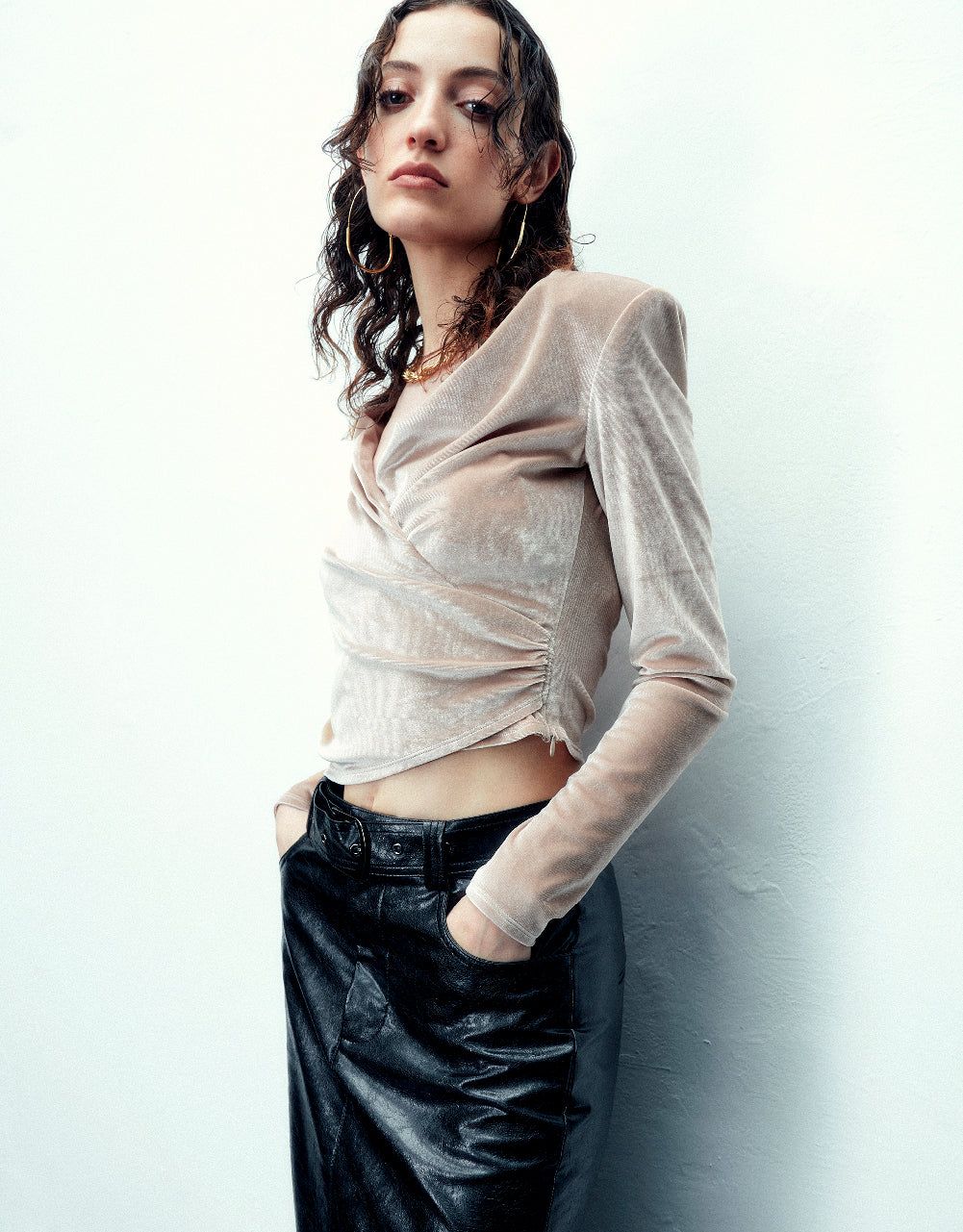 Surplice Front Knitted Skinny T-Shirt sold by Urban Revivo product image thumbnail 3