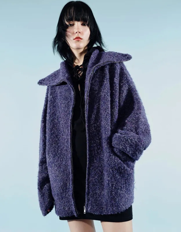 Zipper Front Loose Knitted Cardigan sold by Urban Revivo