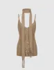 Skinny Crew Neck Knitted Tank Top sold by Urban Revivo