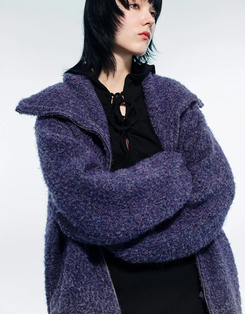 Zipper Front Loose Knitted Cardigan sold by Urban Revivo product image thumbnail 4