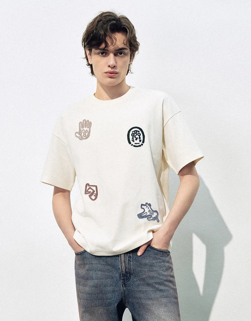 Printed Crew Neck Straight T-Shirt sold by Urban Revivo