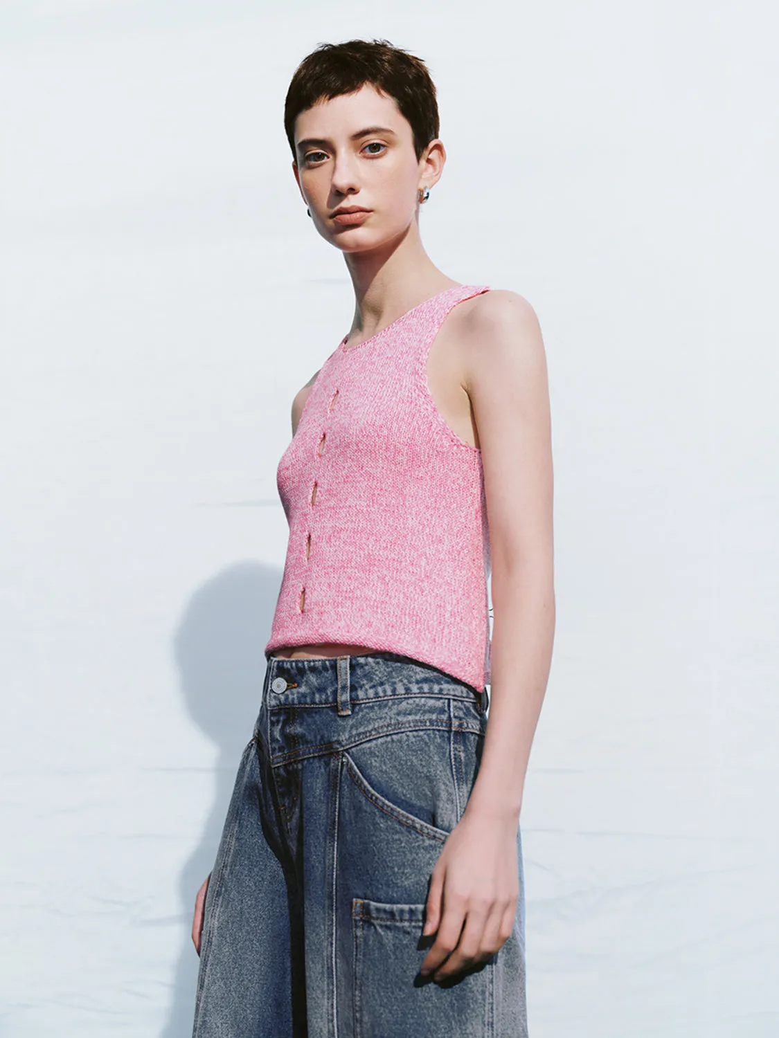 Crew Neck Knitted Tank Top sold by Urban Revivo product image thumbnail 4