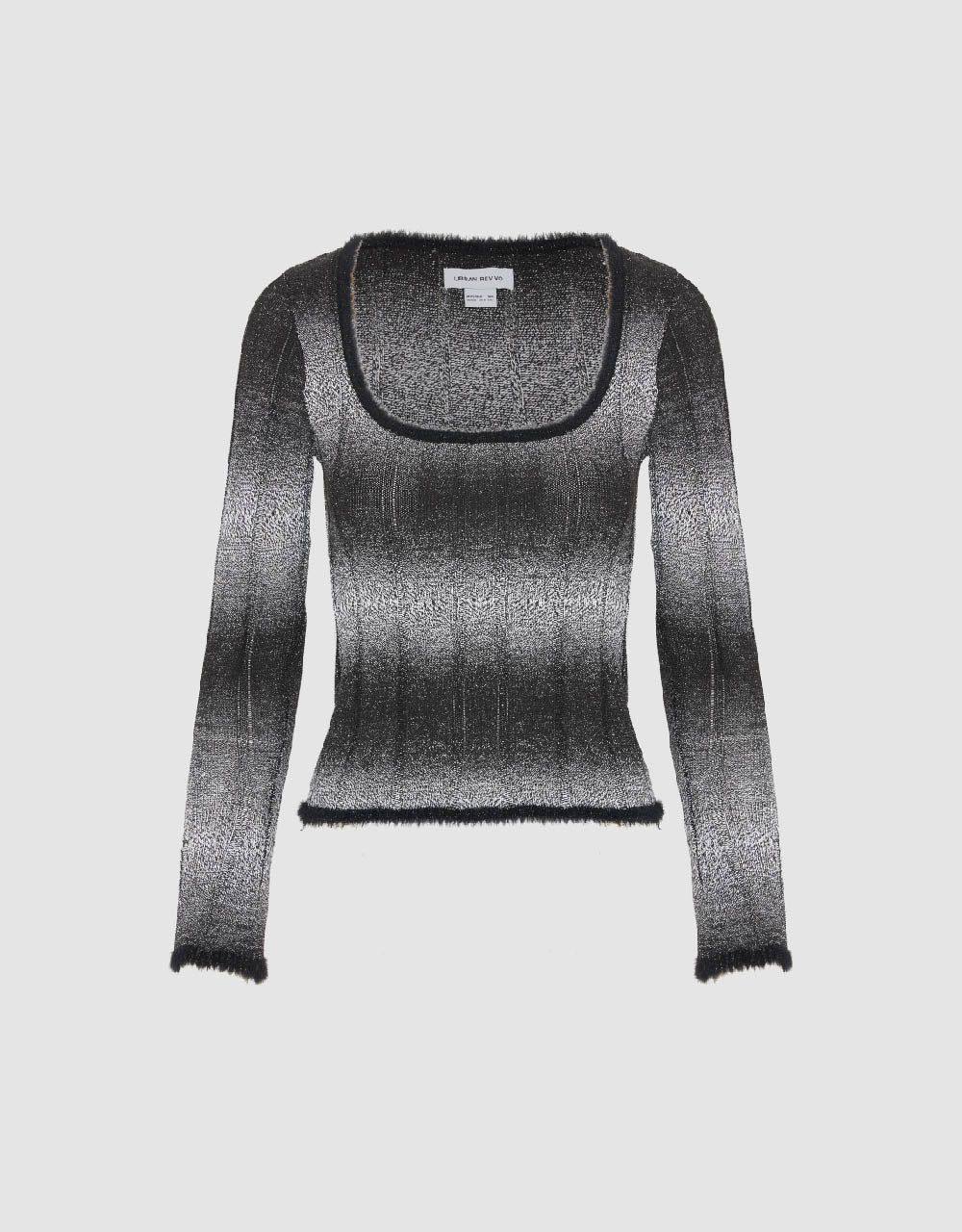 Square-Cut Collar Striped Knitted T-Shirt sold by Urban Revivo product image thumbnail 2