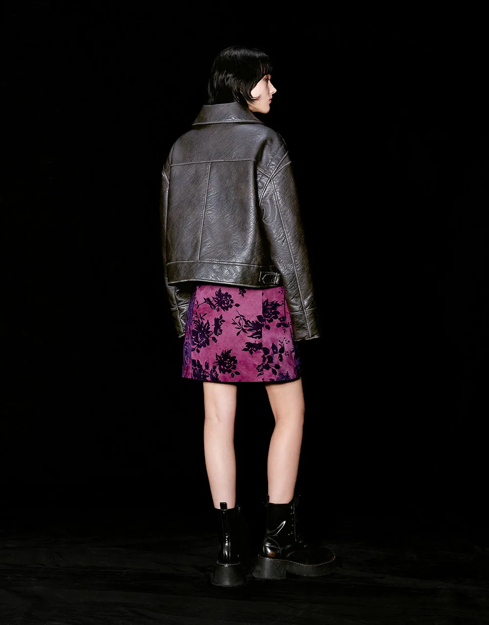 Zipper Front Vegan Leather Padded Coat sold by Urban Revivo product image thumbnail 5