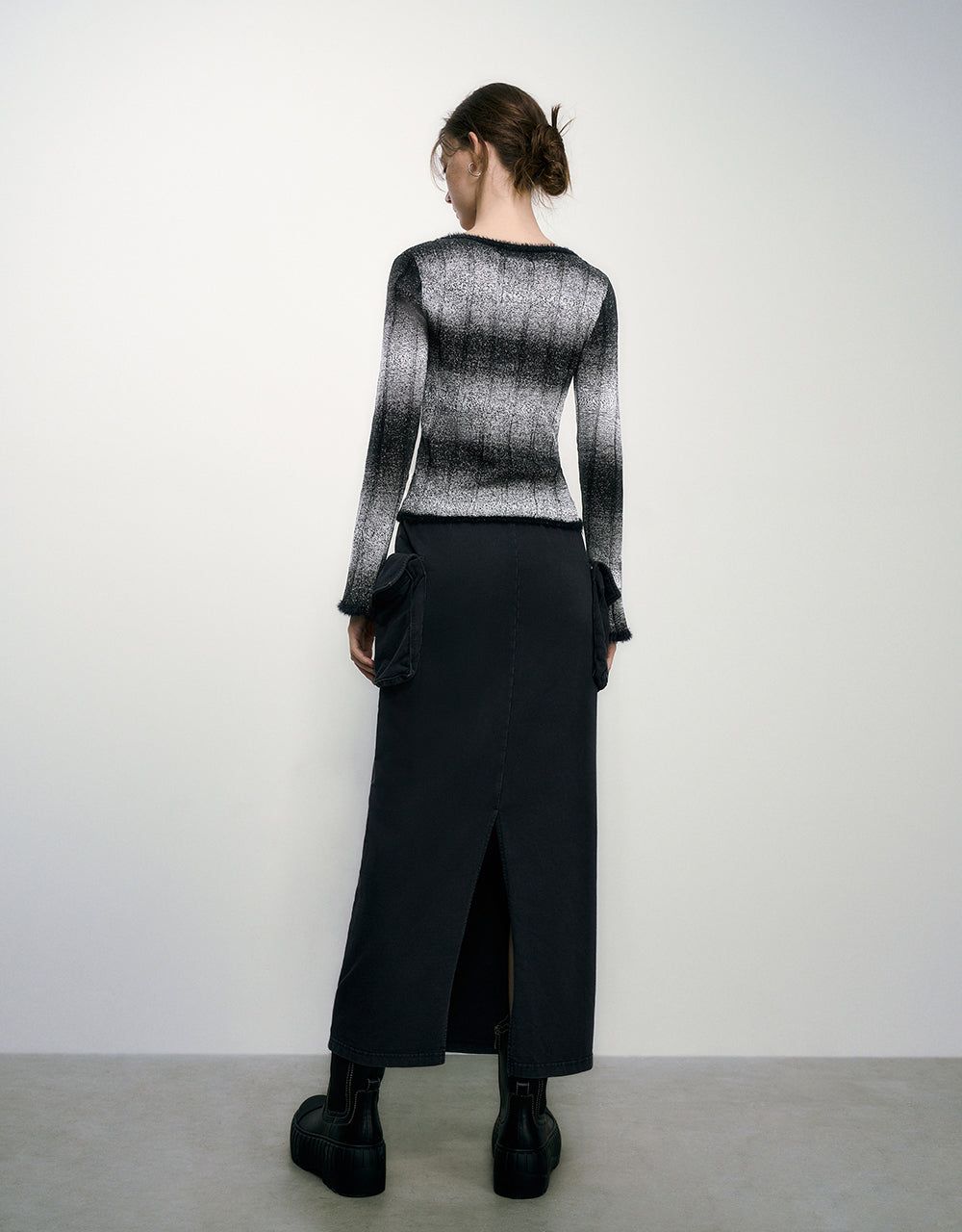 Square-Cut Collar Striped Knitted T-Shirt sold by Urban Revivo product image thumbnail 4