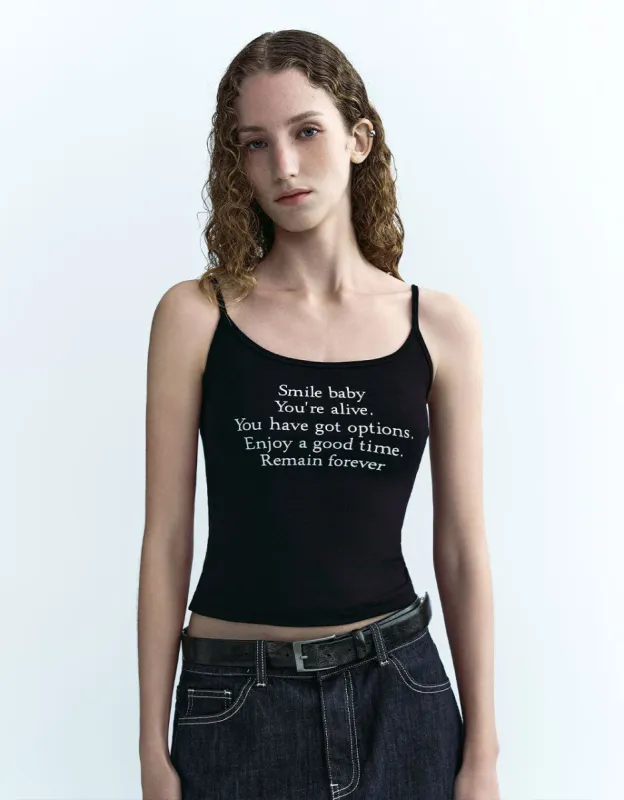 Letter Printed U Neck Cami Top sold by Urban Revivo