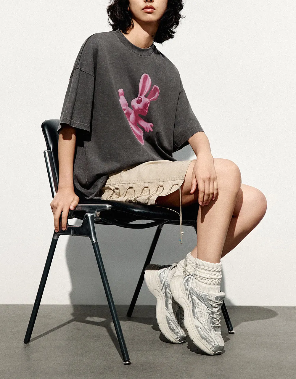 Bunny Printed Crew Neck Loose T-Shirt sold by Urban Revivo product image thumbnail 3