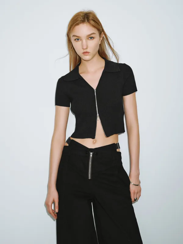 Zip Front Knitted Cardigan sold by Urban Revivo