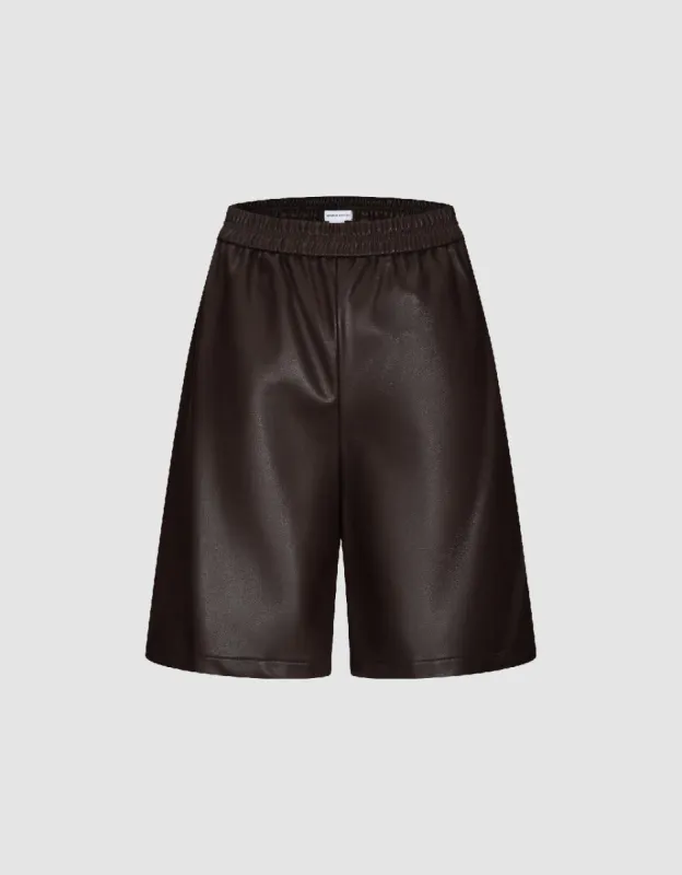 Vegan Leather Loose Shorts sold by Urban Revivo