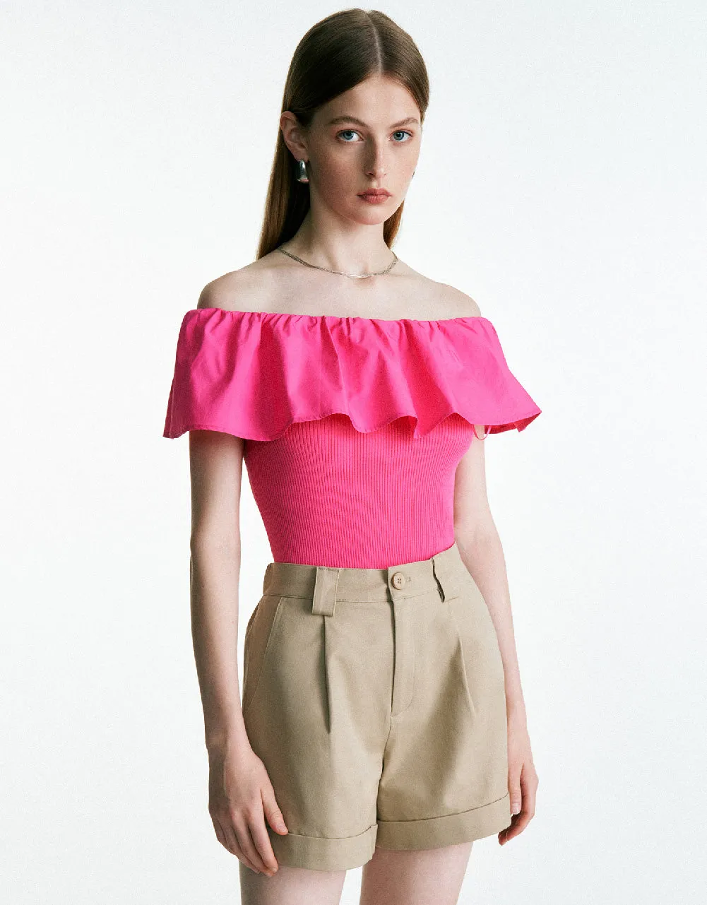 Off-Shoulder Knitted T-Shirt sold by Urban Revivo product image thumbnail 3