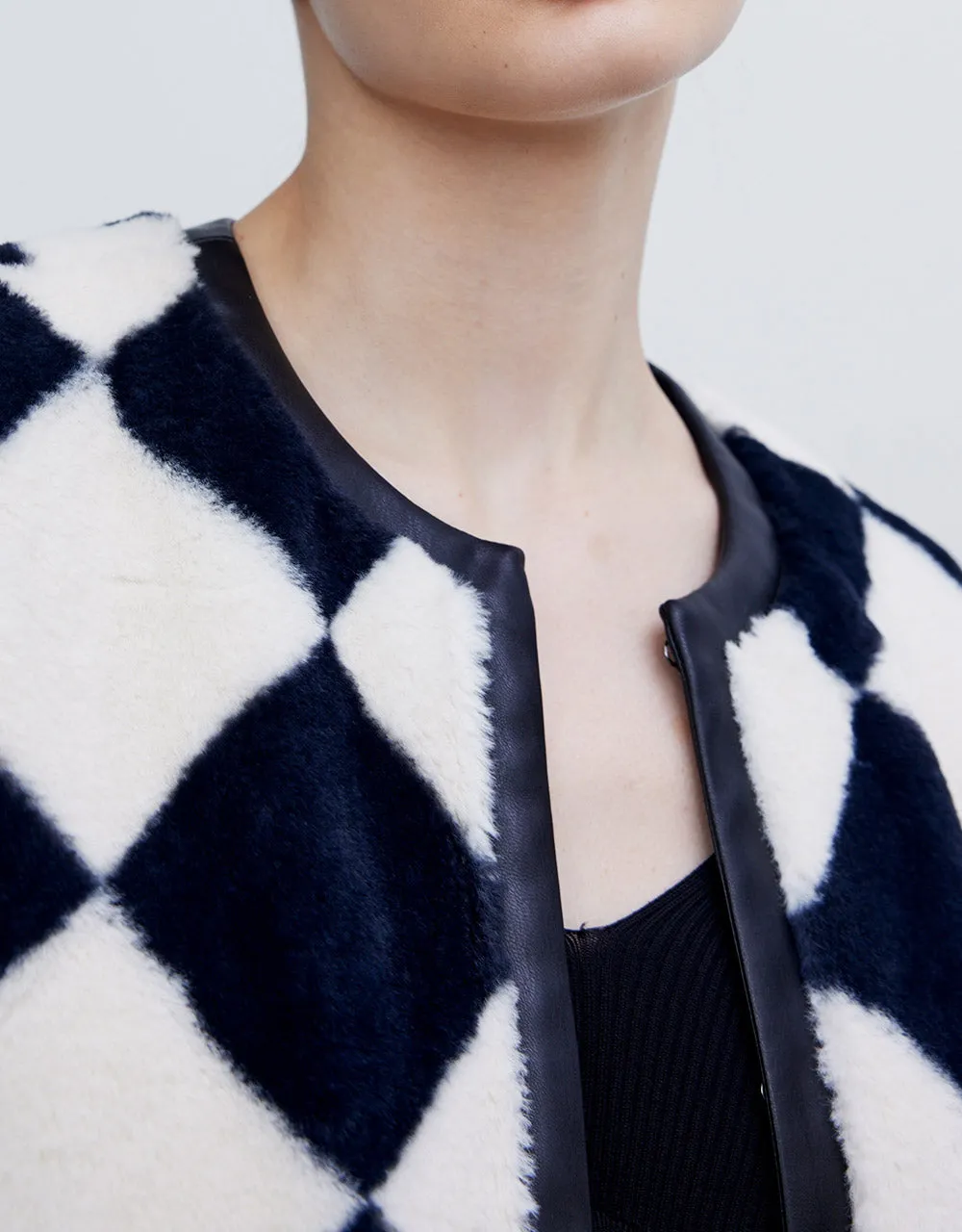 Checkered Faux Fur Jacket sold by Urban Revivo product image thumbnail 3