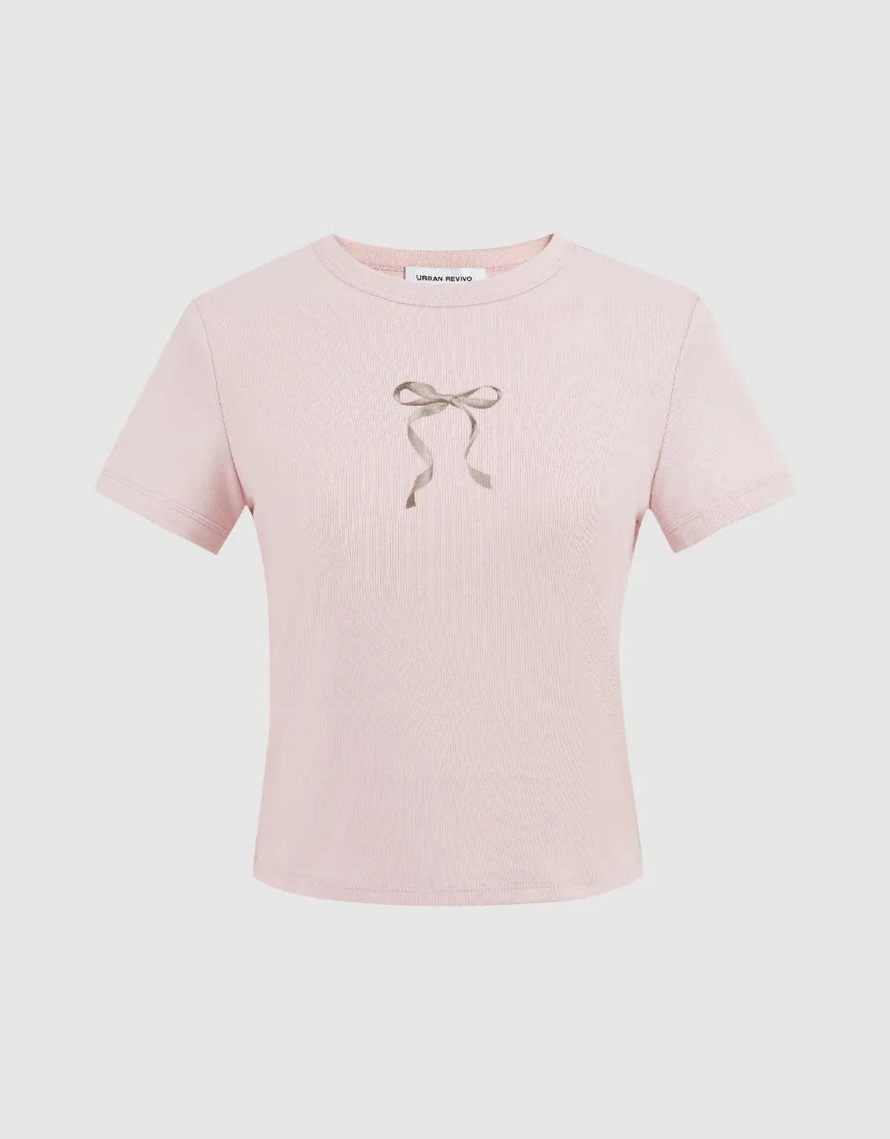 Bow Printed Crew Neck Skinny T-Shirt sold by Urban Revivo product image thumbnail 2
