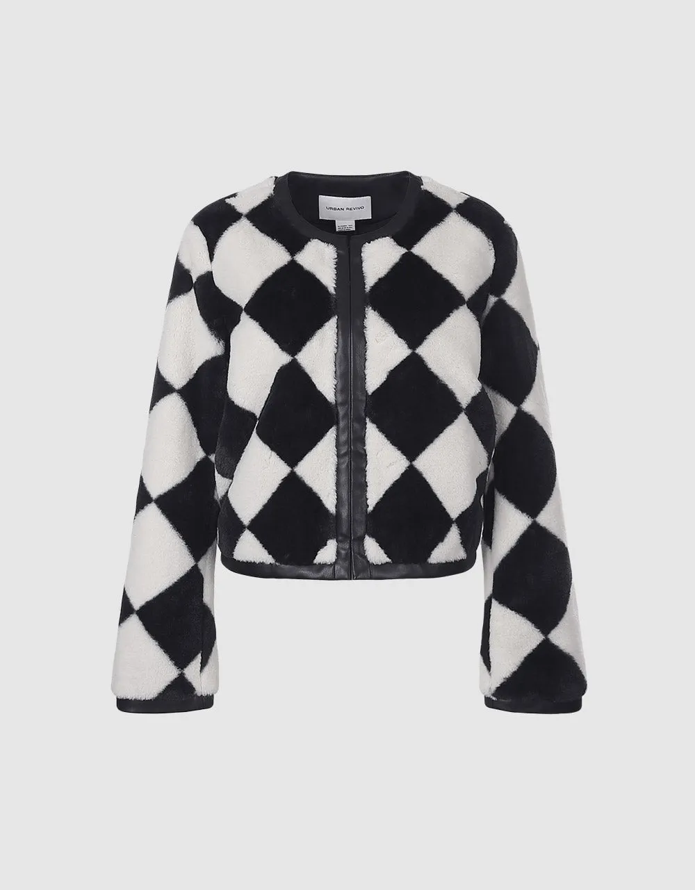 Checkered Faux Fur Jacket sold by Urban Revivo