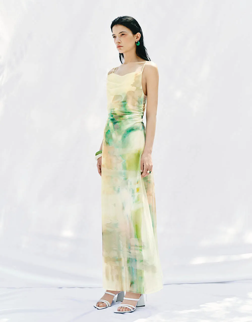 Printed Off-Shoulder A-Line Cami Dress sold by Urban Revivo product image thumbnail 3