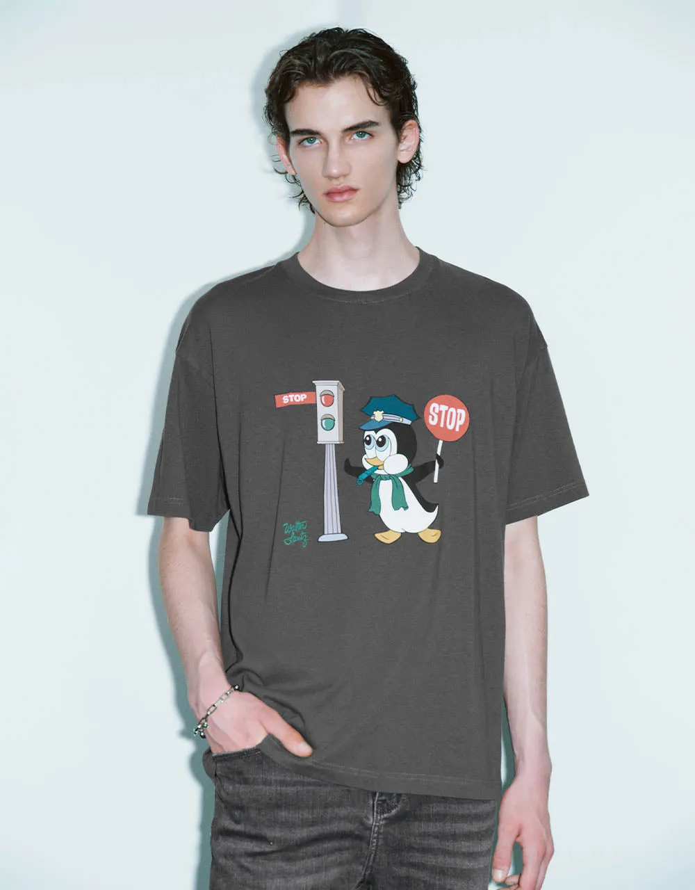 Printed Crew Neck Loose T-Shirt sold by Urban Revivo