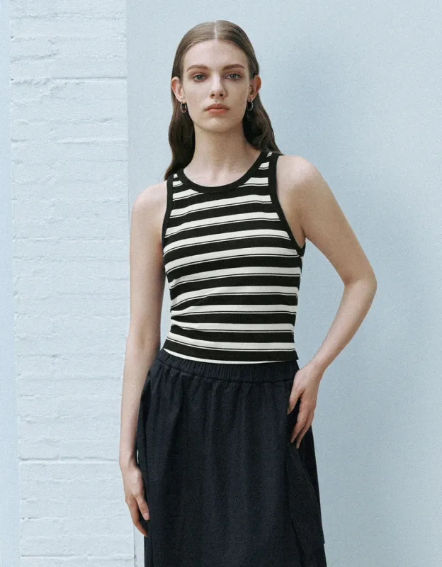 Striped Crew Neck Tank Top sold by Urban Revivo
