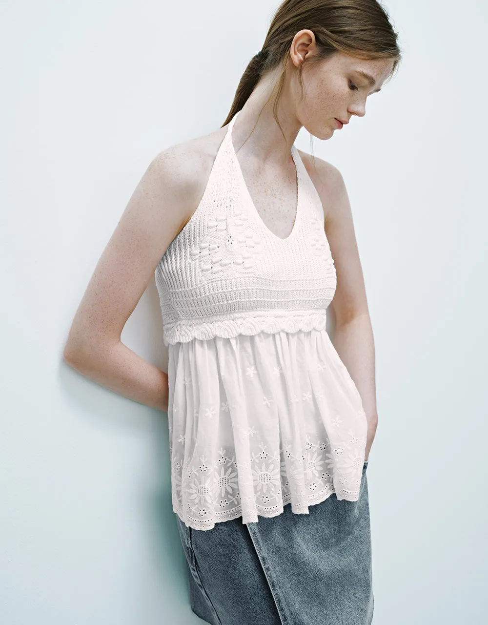 Sleeveless Halter Neck Knitted T-Shirt sold by Urban Revivo product image thumbnail 3